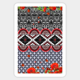 Colorful ethnic motif with red flowers Sticker